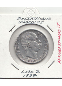 1897 Lire 2 Moneta Sigillata Argento Umberto I